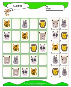 okul öncesi çocuklar Sudoku Çocuk Bulmacaları